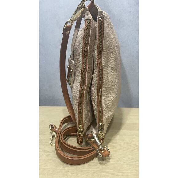 Valentina Italia Crossbody Shoulder Bag Clutch Pebbled Taupe/Beige - Picture 4 of 10